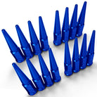 Blue | 12x1.5mm Extended Spike Lug Nuts - Acorn Taper - 50 Caliber Racing - 16 Pack for 4 Lug Vehicles - Blue Finish