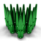 Green | 12x1.5mm Extended Spike Lug Nuts - Acorn Taper - 50 Caliber Racing - 16 Pack for 4 Lug Vehicles - Green Finish