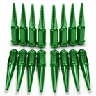 Green | 12x1.5mm Extended Spike Lug Nuts - Acorn Taper - 50 Caliber Racing - 16 Pack for 4 Lug Vehicles - Green Finish