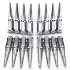 Chrome | 12x1.5mm Extended Spike Lug Nuts - Acorn Taper - 50 Caliber Racing - 16 Pack for 4 Lug Vehicles - Chrome Finish