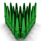 Green | 12x1.5mm Extended Spike Lug Nuts - Acorn Taper - 50 Caliber Racing - 20 Pack for 5 Lug Vehicles - Green Finish