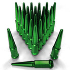 Green | 12x1.5mm Extended Spike Lug Nuts - Acorn Taper - 50 Caliber Racing - 24 Pack for 6 Lug Vehicles - Green Finish