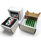 Green | 12x1.25mm Extended Spike Lug Nuts - Acorn Taper - 50 Caliber Racing - 20 Pack for 5 lug cars - Green