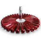 Red | 14x1.5mm Extended Spike Lug Nuts - Acorn Taper - 50 Caliber Racing - Pack of 32 for 8 Lug Vehicles - Red