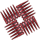Red | 14x2.0 Extended Spike Lug Nuts - Acorn Taper - 50 Caliber Racing - Set of 24 For F150 6 Lug Trucks - Red