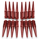 Red | 1/2 Inch Extended Spike Lug Nuts - Acorn Taper - 50 Caliber Racing - Pack of 16 For 4 Lug Vehicles - Red