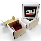 Red | 1/2 Inch Extended Spike Lug Nuts - Acorn Taper - 50 Caliber Racing - Pack of 16 For 4 Lug Vehicles - Red