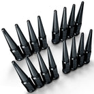 Black | 1/2 Inch Extended Spike Lug Nuts - Acorn Taper - 50 Caliber Racing - Pack of 16 For 4 Lug Vehicles - Black