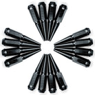 Black | 1/2 Inch Extended Spike Lug Nuts - Acorn Taper - 50 Caliber Racing - Pack of 16 For 4 Lug Vehicles - Black