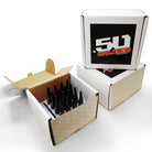 Black | 1/2 Inch Extended Spike Lug Nuts - Acorn Taper - 50 Caliber Racing - Pack of 16 For 4 Lug Vehicles - Black