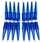 Blue | 1/2 Inch Extended Spike Lug Nuts - Acorn Taper - 50 Caliber Racing - Pack of 16 For 4 Lug Vehicles - Blue