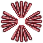Red | 1/2 Inch Extended Spike Lug Nuts - Acorn Taper - 50 Caliber Racing - Pack of 20 For 5 Lug Vehicles - Red