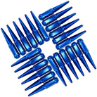 Blue | 1/2 Inch Extended Spike Lug Nuts - Acorn Taper - 50 Caliber Racing - Pack of 24 For 6 Lug Vehicles - Blue