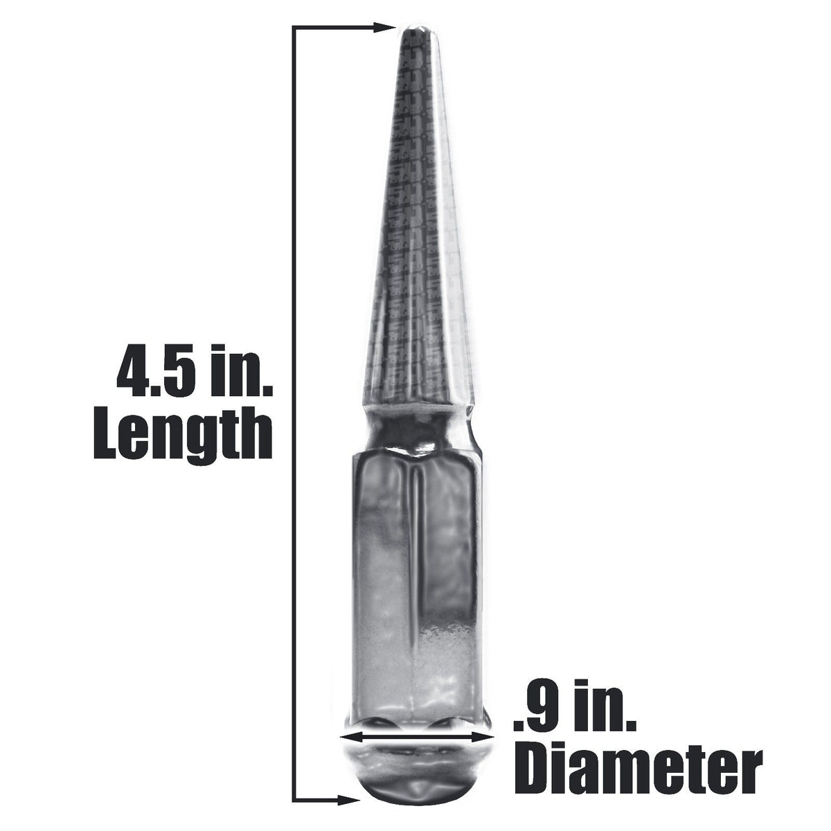 Chrome | 1/2 Inch Extended Spike Lug Nuts - Acorn Taper - 50 Caliber Racing - Chrome