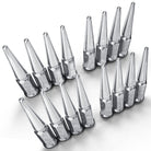 Chrome | XP1000 Spike Lug Nuts - 50 Caliber Racing - Pack of 16 with Extended Socket Key - Blue Spikes Installed