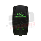 Dual USB Outlets in Rocker Switch Body | Illuminated 50 Caliber Racing Dual USB Rocker Switch - USB Type A