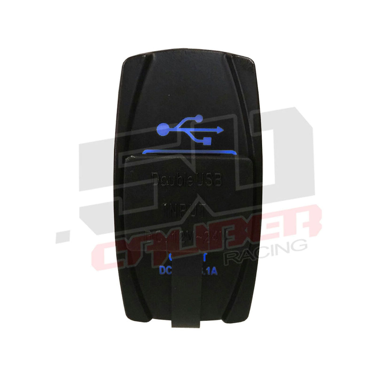 Dual USB Outlets in Rocker Switch Body | Illuminated 50 Caliber Racing Dual USB Rocker Switch - USB Type A