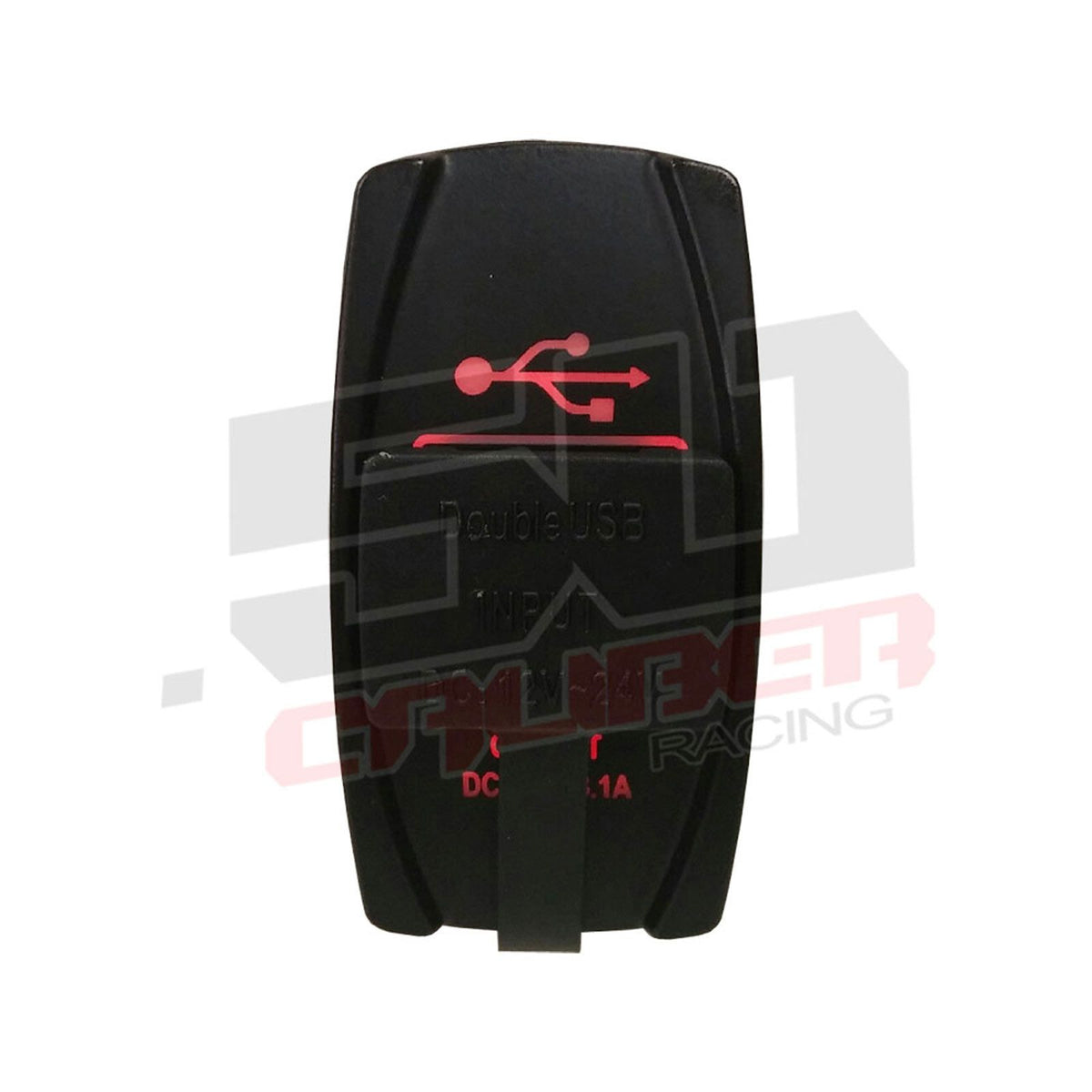 Dual USB Outlets in Rocker Switch Body | Illuminated 50 Caliber Racing Dual USB Rocker Switch - USB Type A