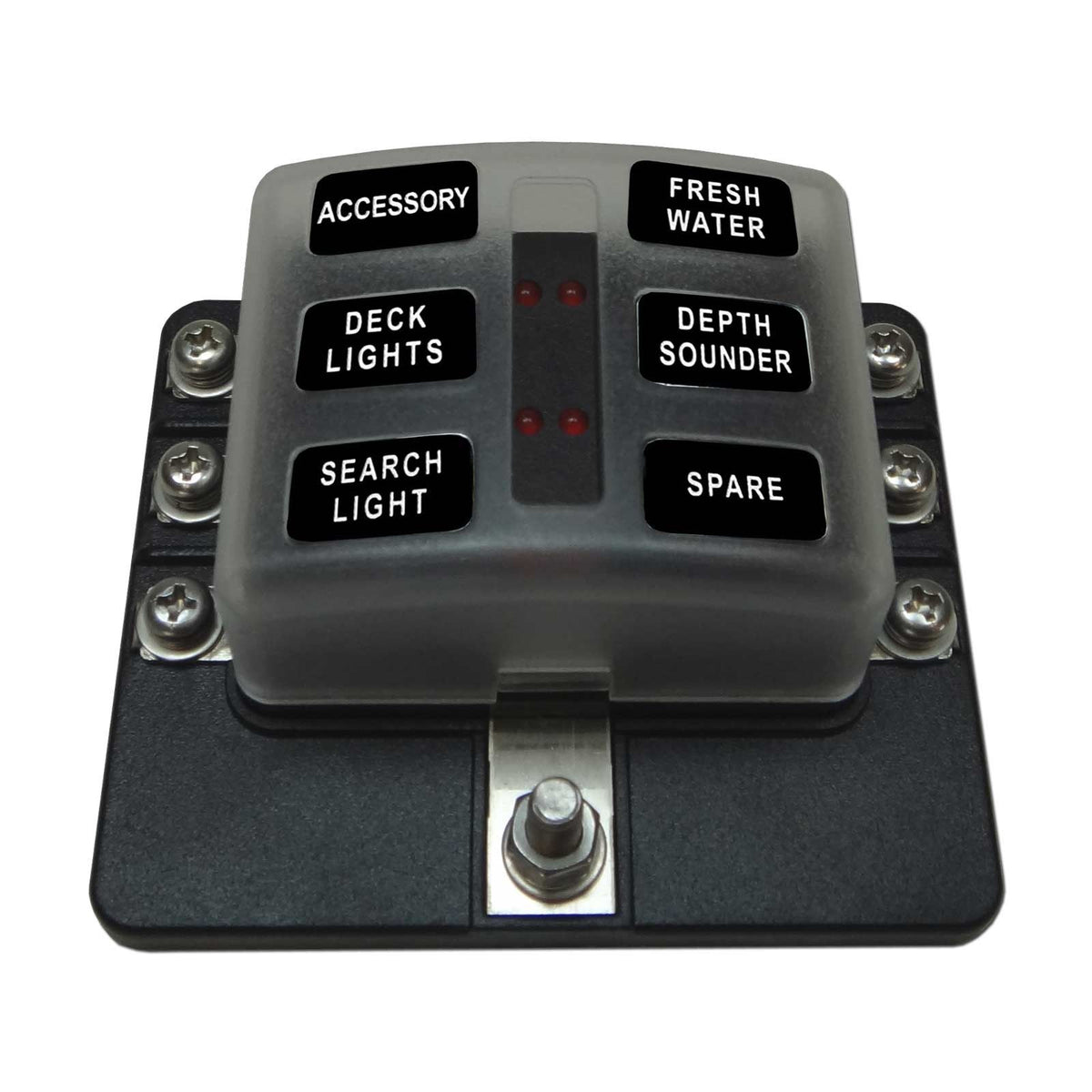 6 Way 12V Circuit Fuse Block - LED Indicators - Ring Terminals | 6 Way 12V Circuit Fuse Block - LED Indicators - Ring Terminals