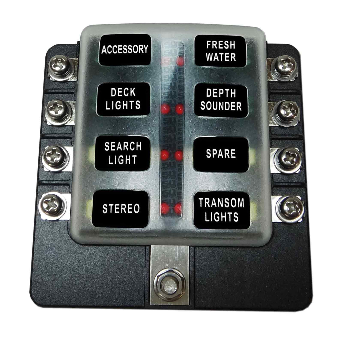 8 Way 12V Circuit Fuse Block - LED Indicators - Ring Terminals | 8 Way 12V Circuit Fuse Block - LED Indicators - Ring Terminals