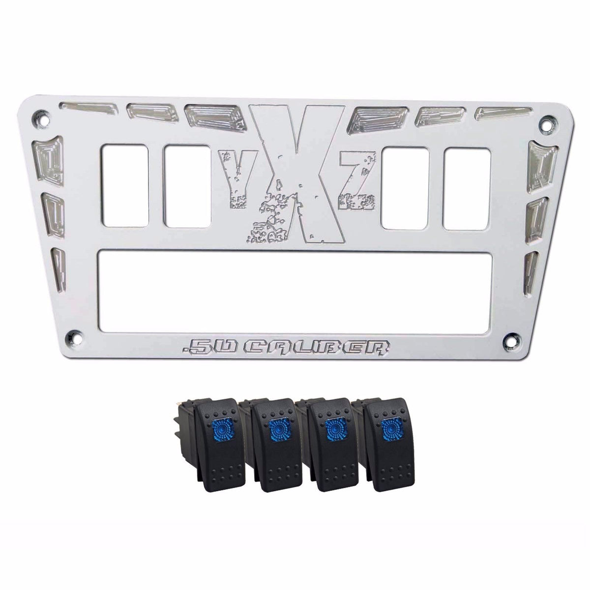 White | 50 Caliber Racing Custom Billet 4 Switch Dash Panel for Yamaha YXZ1000R White Dash Panel with 4 Rocker Switches