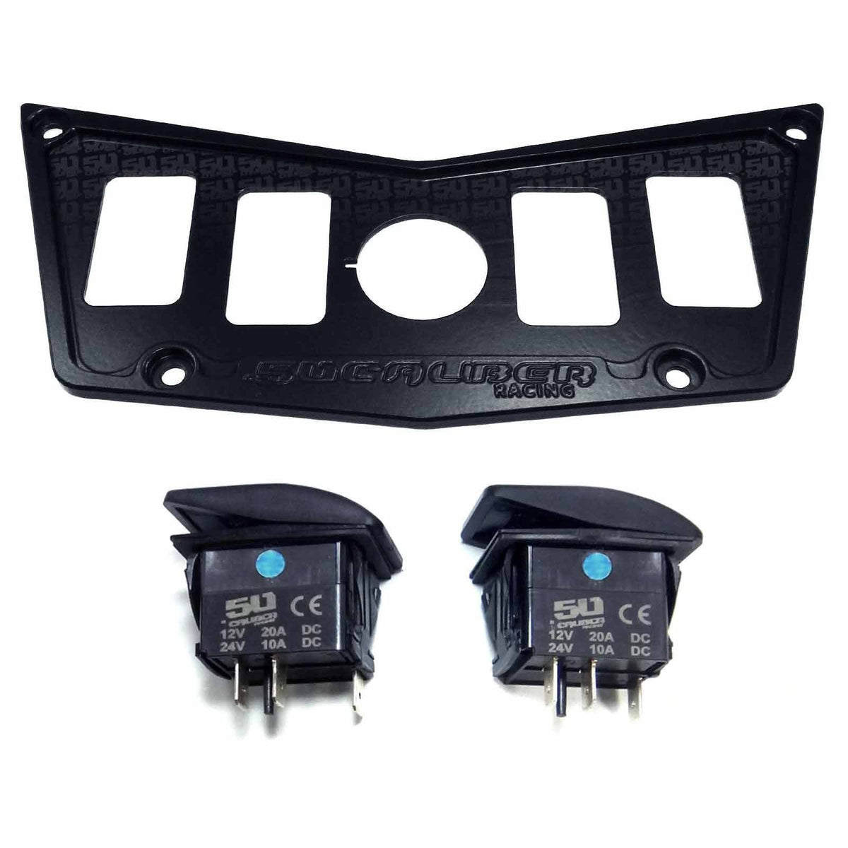 4 Hole Dash Switch Panel RZR 570 800 XP900 | CNC Billet Aluminum 4 Hole Dash Panel for RZR 570 800 & XP900 - Stealth Black Combo with 2 Switches 	