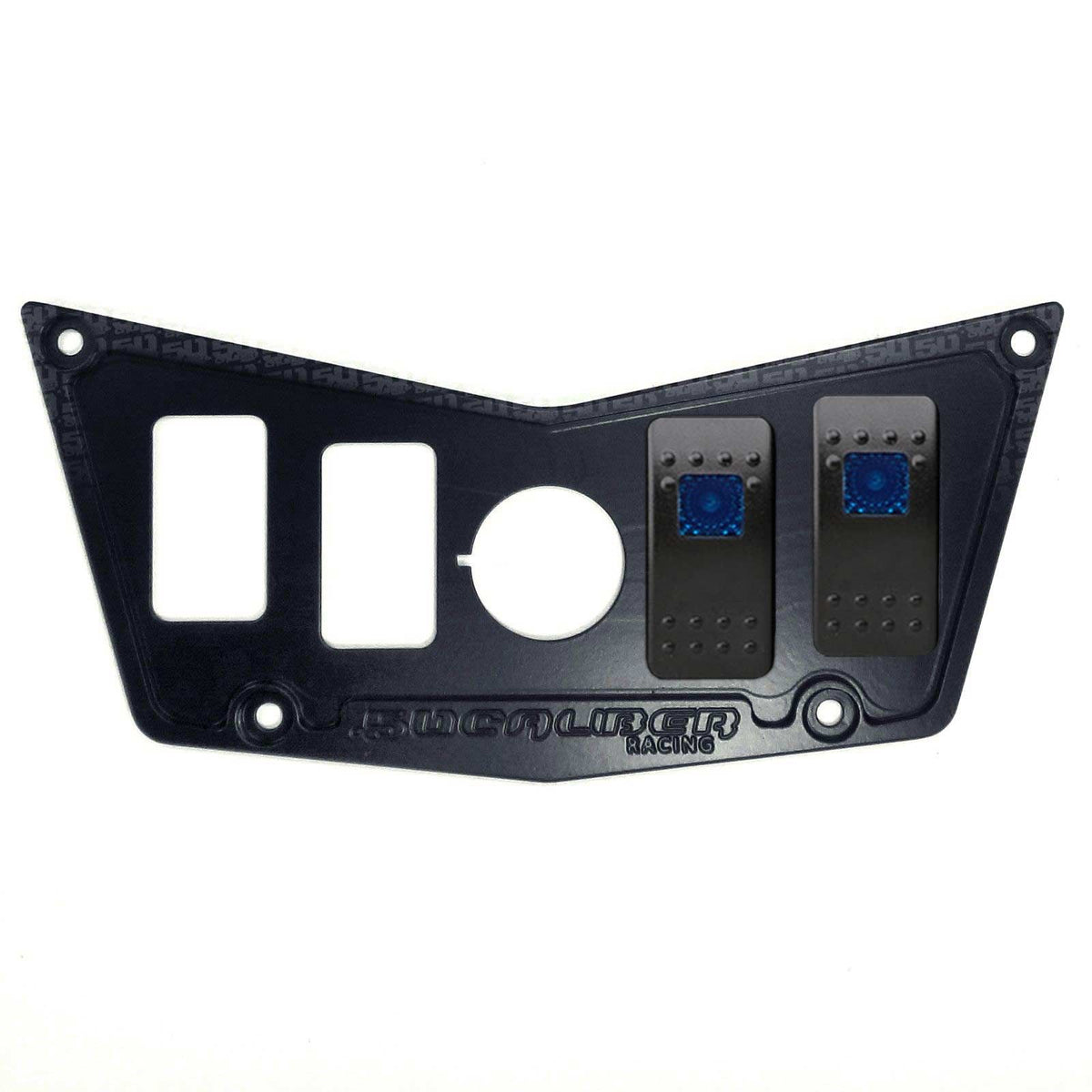 4 Hole Dash Switch Panel RZR 570 800 XP900 | CNC Billet Aluminum 4 Hole Dash Panel for RZR 570 800 & XP900 - Stealth Black Combo with 2 Switches 	
