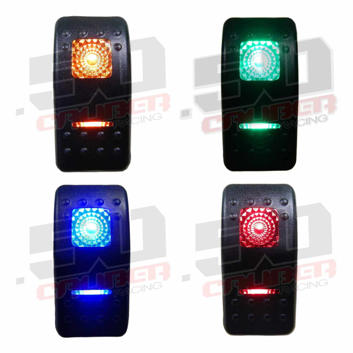 12V On/Off/On Rocker Switch Marine Grade LED Backlit In Many Colors | 50 Caliber Racing 12V ON/OFF/ON Rocker Switch – Blue Red Green Orange LED Options for UTV RZR X3 SXS