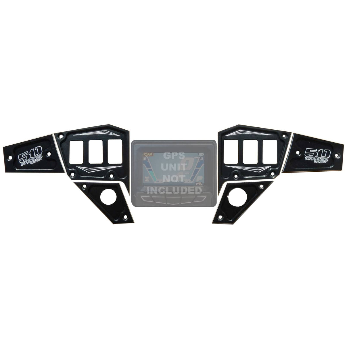 RZR Dash Switch Panel 1st Gen GPS 6 Piece | 6 Pc CNC Billet Aluminum Dash panel - Polaris 1st Gen 4.3" GPS equipped RZR XP 1000, S 900 Turbo Stealth Black	