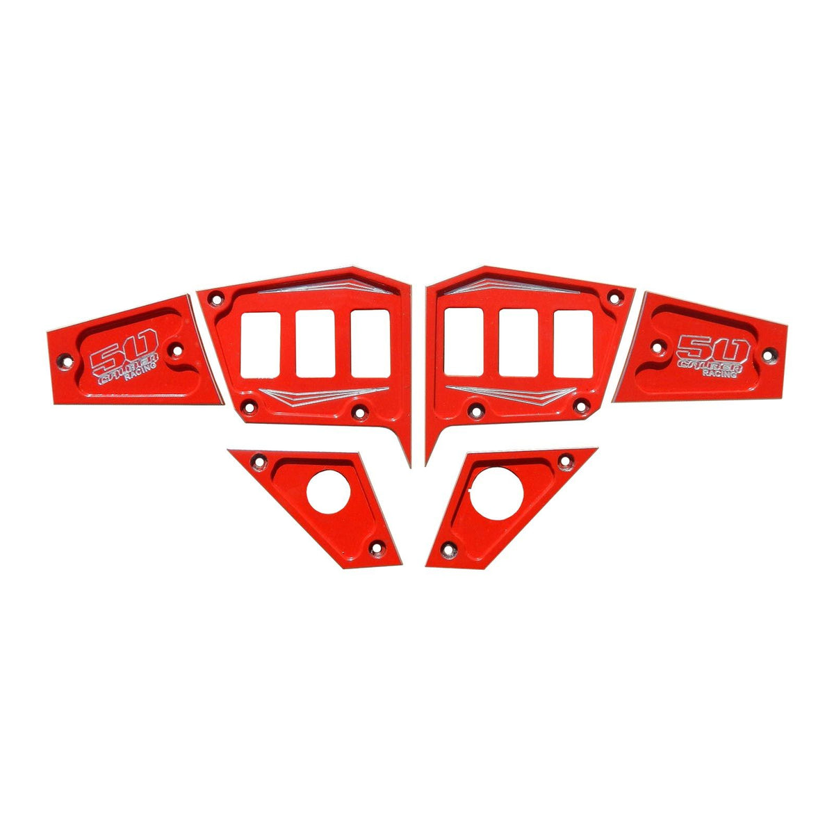 Red | 6 Pc CNC Billet Aluminum Dash panel - Polaris 1st Gen 4.3" GPS equipped RZR XP 1000, S 900 Turbo Havasu Red	