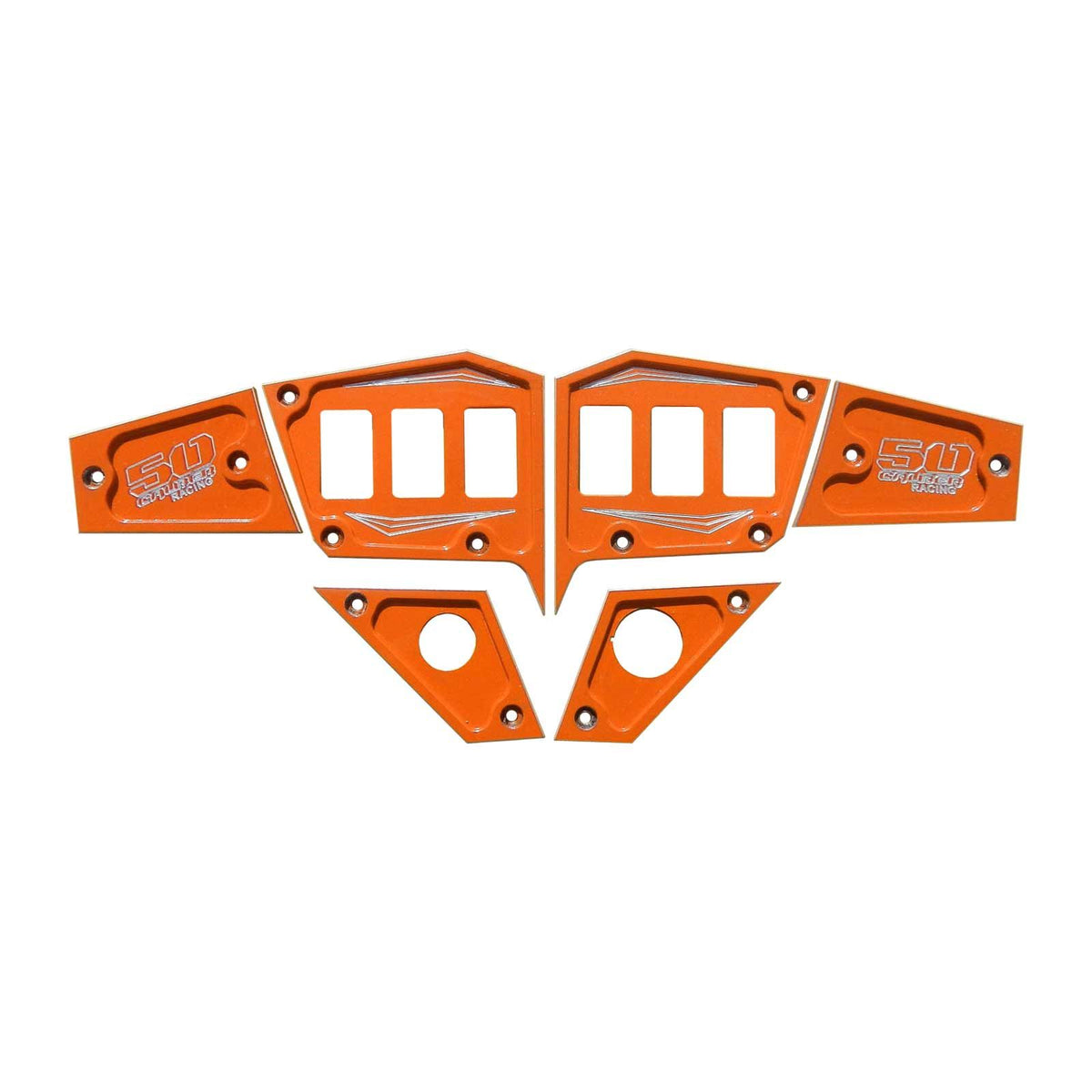 Orange | 6 Pc CNC Billet Aluminum Dash panel - Polaris 1st Gen 4.3" GPS equipped RZR XP 1000, S 900 Turbo Orange Madness	