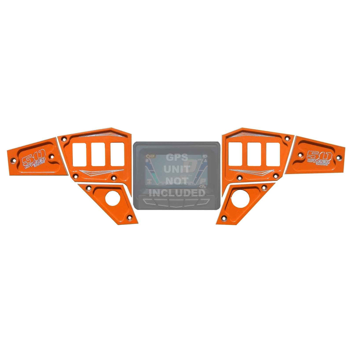 RZR Dash Switch Panel 1st Gen GPS 6 Piece | 6 Pc CNC Billet Aluminum Dash panel - Polaris 1st Gen 4.3" GPS equipped RZR XP 1000, S 900 Turbo Orange Madness	