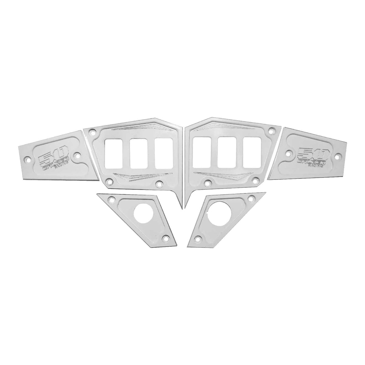 White | 6 Pc CNC Billet Aluminum Dash panel - Polaris 1st Gen 4.3" GPS equipped RZR XP 1000, S 900 Turbo White Lightning	