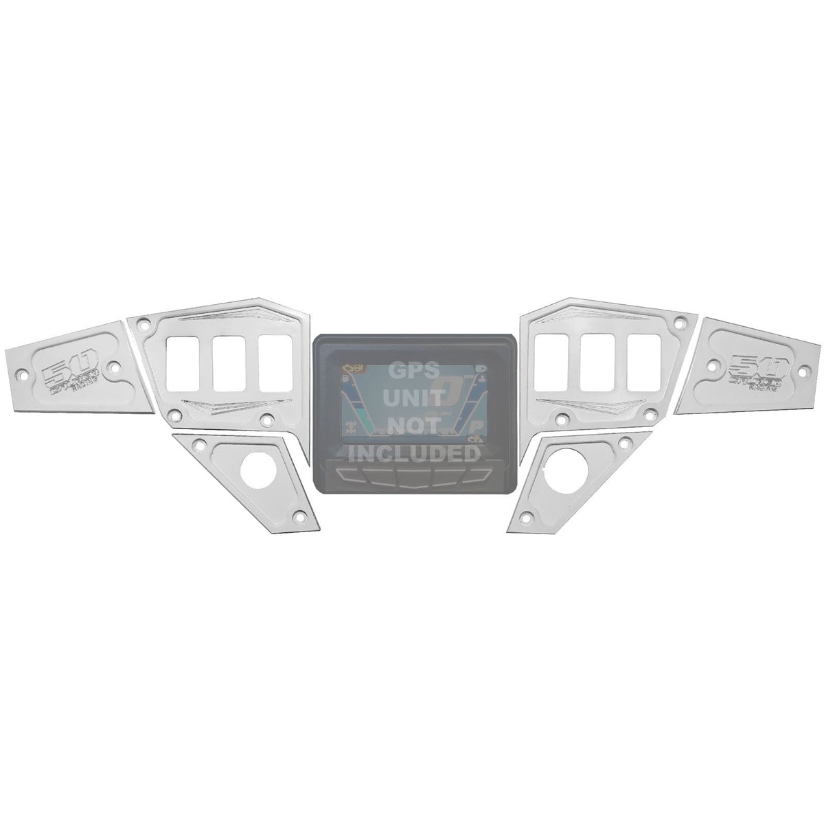 RZR Dash Switch Panel 1st Gen GPS 6 Piece | 6 Pc CNC Billet Aluminum Dash panel - Polaris 1st Gen 4.3" GPS equipped RZR XP 1000, S 900 Turbo White Lightning	