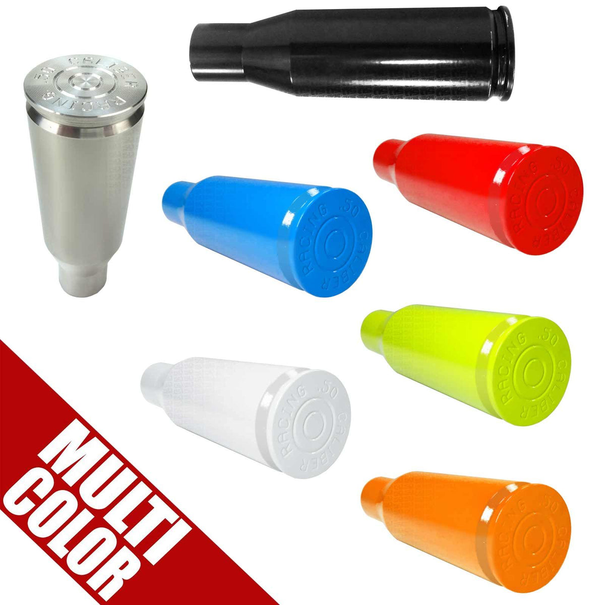 Bullet CNC Shift Knob for Polaris RZR | 50 Caliber Racing Solid Billet Aluminum Shifter Knob with Bullet Design for Polaris RZR Raw, Black, Red, Orange, Blue, Lime and 
