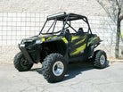 Polaris RZR 570 800 XP 900 Tubular Front Bumper with Skidplate | 50 Caliber Racing RZR Front Bumper - Black Powdercoat frame with White Aluminum Skidplate and Light Bar Tabs