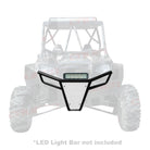 Polaris RZR 570 800 XP 900 Tubular Front Bumper with Skidplate | 50 Caliber Racing RZR Front Bumper - Black Powdercoat frame with White Aluminum Skidplate and Light Bar Tabs