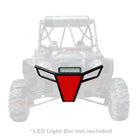 Polaris RZR 570 800 XP 900 Tubular Front Bumper with Skidplate | 50 Caliber Racing RZR Front Bumper - Black Powdercoat frame with Red Aluminum Skidplate and Light Bar Tabs