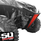 Polaris RZR 570 800 XP 900 Tubular Front Bumper with Skidplate | 50 Caliber Racing RZR Front Bumper - Black Powdercoat frame with Red Aluminum Skidplate and Light Bar Tabs