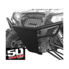 Polaris RZR 570 800 XP 900 Tubular Front Bumper with Skidplate | 50 Caliber Racing RZR Front Bumper - Black Powdercoat frame with Black Aluminum Skidplate and Light Bar Tabs