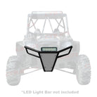 Polaris RZR 570 800 XP 900 Tubular Front Bumper with Skidplate | 50 Caliber Racing RZR Front Bumper - Black Powdercoat frame with Silver Aluminum Skidplate and Light Bar Tabs
