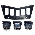 Black | 50 Caliber Racing Billet Aluminum 5 Switch Hole Dash Panel - Adds 3 Rocker Switch Mounting Locations - Black Powdercoat | Cover Image