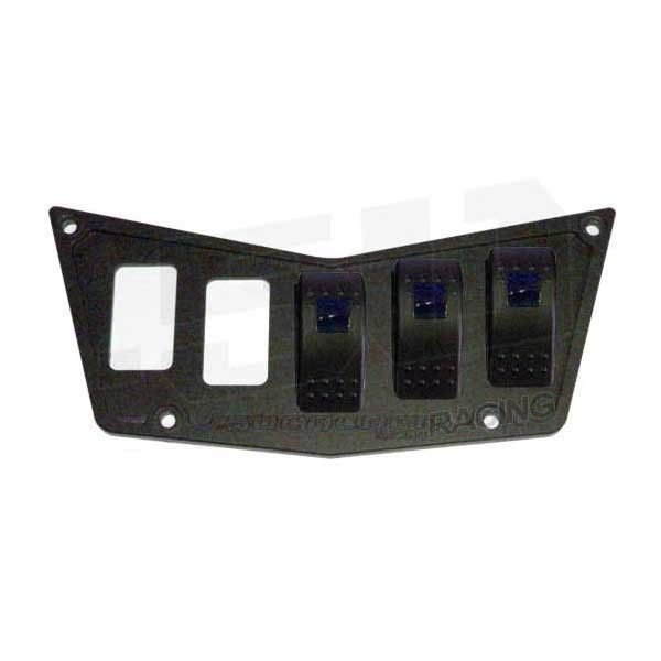 5 Hole Dash Switch Panel RZR 570 800 XP900 | 50 Caliber Racing Billet Aluminum 5 Switch Hole Dash Panel - Adds 3 Rocker Switch Mounting Locations - Black Powdercoat