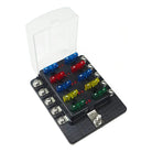 10 Way 12V Circuit Fuse Block - LED Indicators - Ring Terminals | 10 Way 12V Circuit Fuse Block - LED Indicators - Ring Terminals