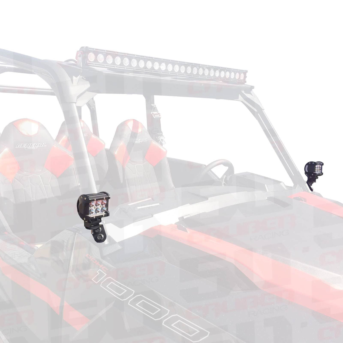 Polaris General A-Pillar Pod Light Mounting Brackets | Polaris General Pod Light Mounting Brackets