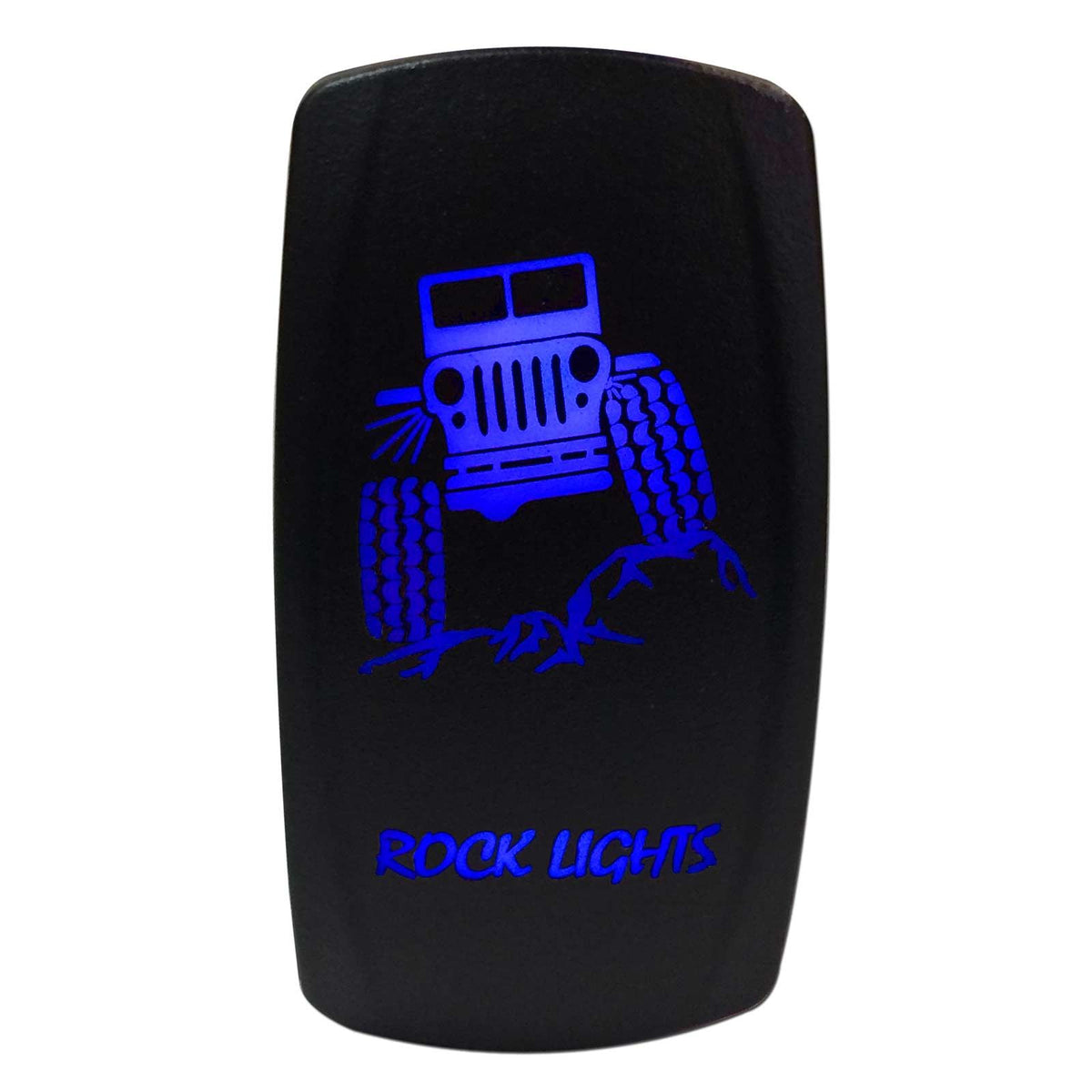 Blue | "Rock Lights" with Jeep -  On/Off Rocker Switch Laser Etched Design Waterproof with Blue LED Illumination