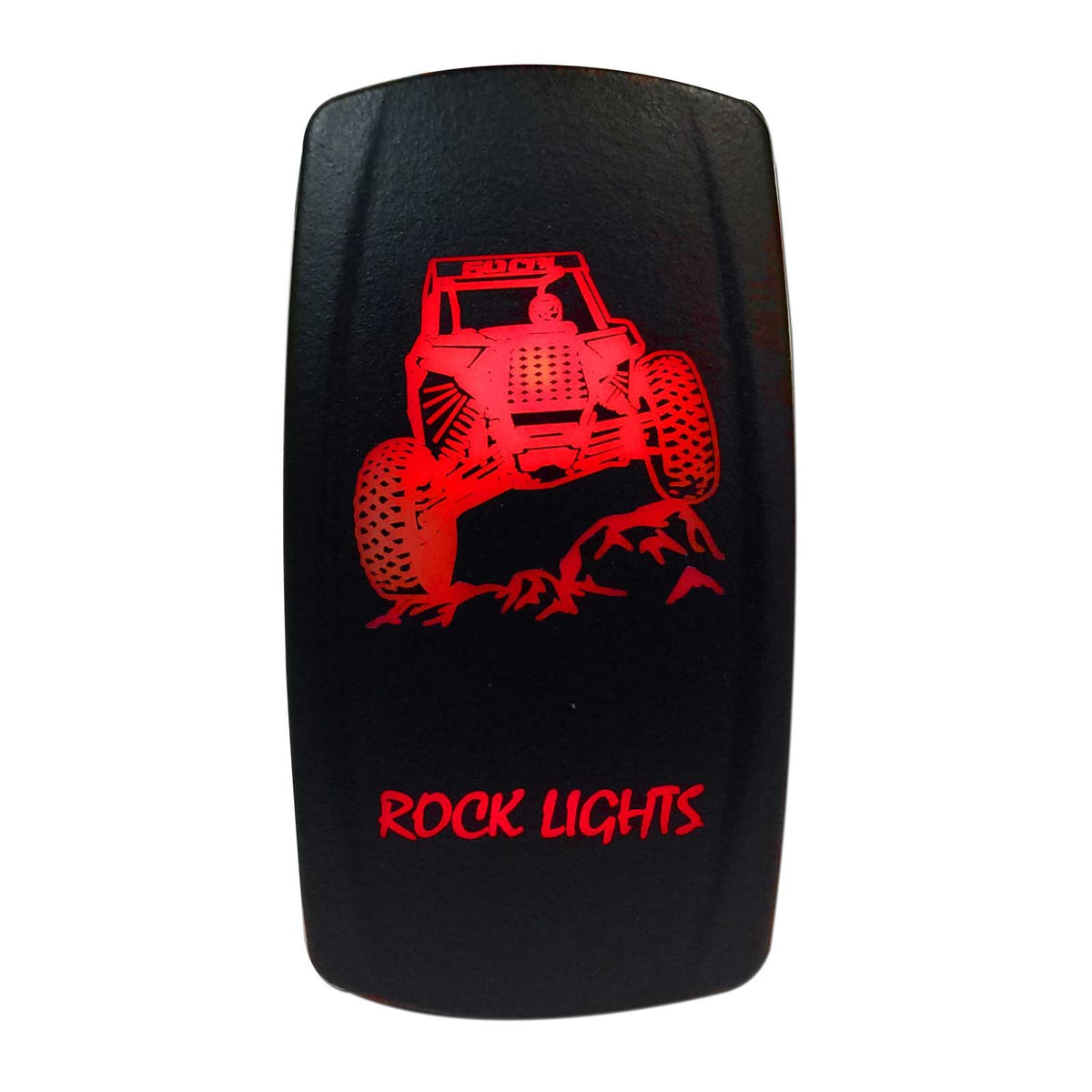 Red | "Rock Lights" with RZR - On/Off Rocker Switch Laser Etched Design Waterproof with Red LED Illumination