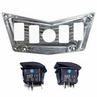 4 Hole Dash Switch Panel RZR 570 800 XP900 | CNC Billet Aluminum 4 Hole Dash Panel for RZR 570 800 & XP900 - Raw Silver Combo with 2 Switches
