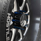 Blue | XP1000 Spike Lug Nuts - 50 Caliber Racing - Pack of 16 with Extended Socket Key - Blue Spikes Installed