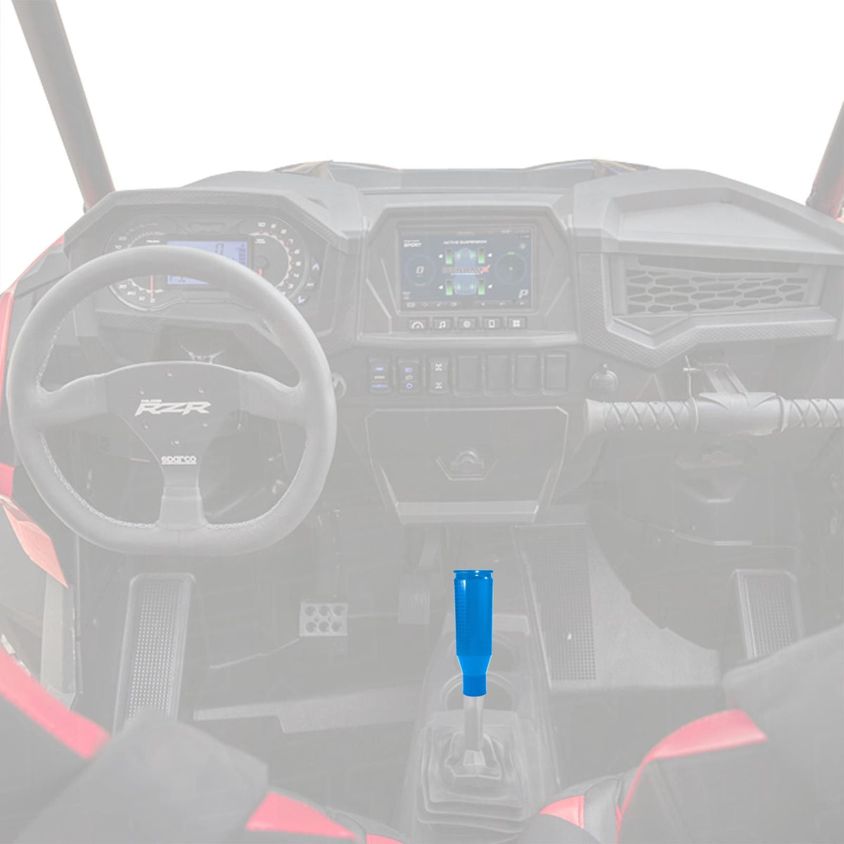 Voodoo Blue | 50 Caliber Racing Solid Billet Aluminum Shifter Knob with Bullet Design for Polaris RZR Raw, Black, Red, Orange, Blue, Lime and 